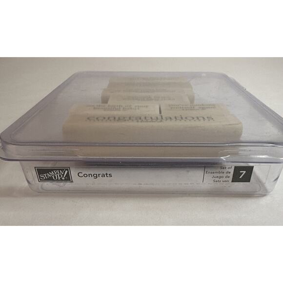 Stampin Up Congrats Wood Stamp Set of 7 Congratulations Happy Postitive Thoughts - Picture 2 of 4